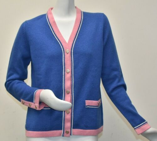 $3545 New Chanel Cashmere Pink Blue Cardigan Sweater Coat Jacket CC Buttons 44 - Afbeelding 1 van 9