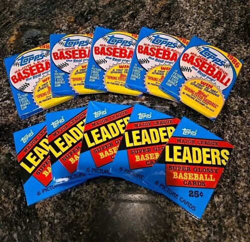 TEN (10) 86 TOPPS UNOPENED BASEBALL CARD PACKS UNIQUE VINTAGE LOT & FREE SHIPING
