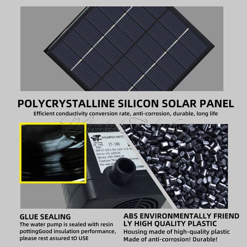 Solar Water Panel Power Fountain Pump Kit Pool Garden Pond Watering Submersible - Bild 3 von 11