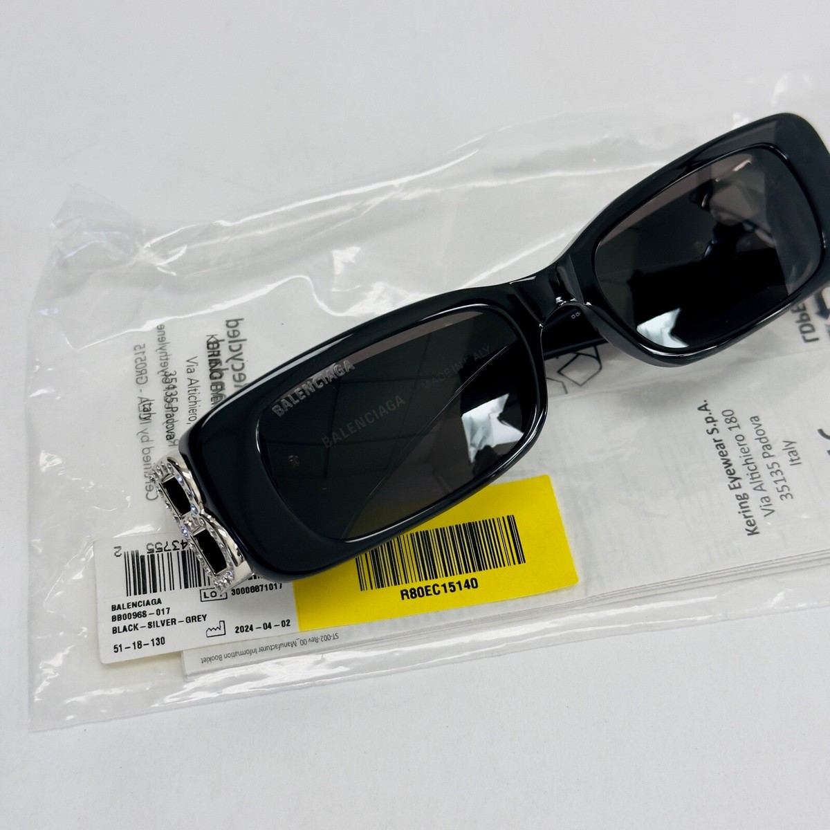 kzbalenciagaバレンシアガスクエアサングラスBB0096s017 BALENCIAGA DYNASTY 0096 Black 017 Crystal BB Logo Narrow