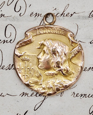 Antike Medaille Medaille Jeanne d'Arc Jugendstil