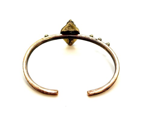 COPPER CUFF BRACELET - Handmade - Hand Carved - Ruby Quartz Stone- Adjust. Size - Picture 7 of 15