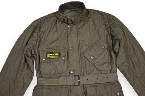 Men's Barbour International Quilted Jacket Sage D2111 Belted England Size M - Picture 3 of 19
