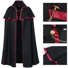 Medieval Mens Jacquard Cloak Vampire Cloak Halloween Long Cape Women Cloak