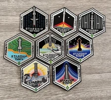 Starship Flights 1 To 8 Mission Patches NASA Falcon 9 Starbase Raptor 3.5”