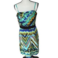Max & Cleo Women’s 10 Strapless Multicolor Chevron Cocktail Party Dress