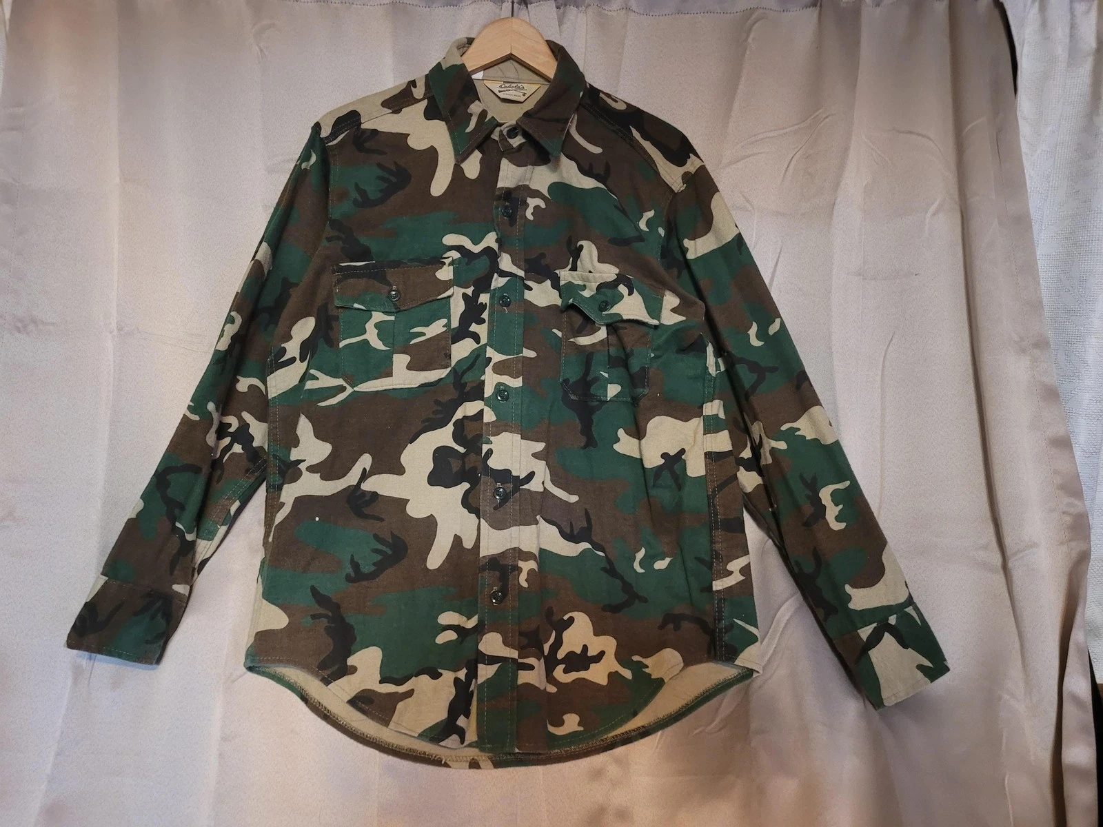 Vintage Cabelas Shirt Mens Large Camo Flannel Outdoor Hunting Button Up 80s