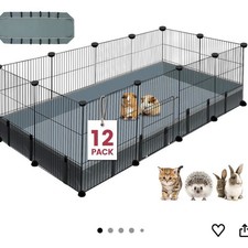 12 Panel Small Animal Playpen C C Cage w/ Waterproof Mat Puppy Bunny Metal Fence