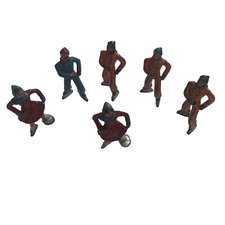 6 Vintage Barclay Manoil Winter Lead Skater Figures 2.5 Inches Used U