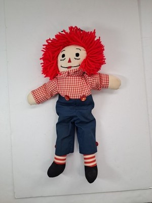 VTG Raggedy Andy Doll 19.5'' Tall Plaid Collar Shirt