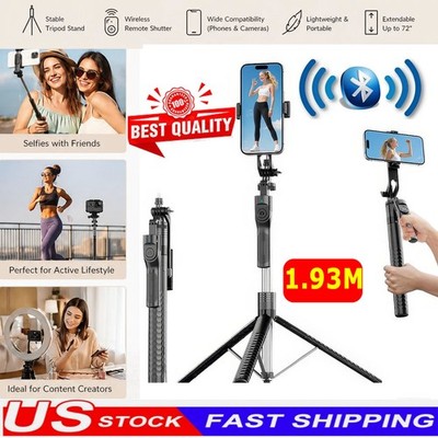 Selfie Stick Tripod Stand with Bluetooth Wireless Remote Extendable Phone Holder