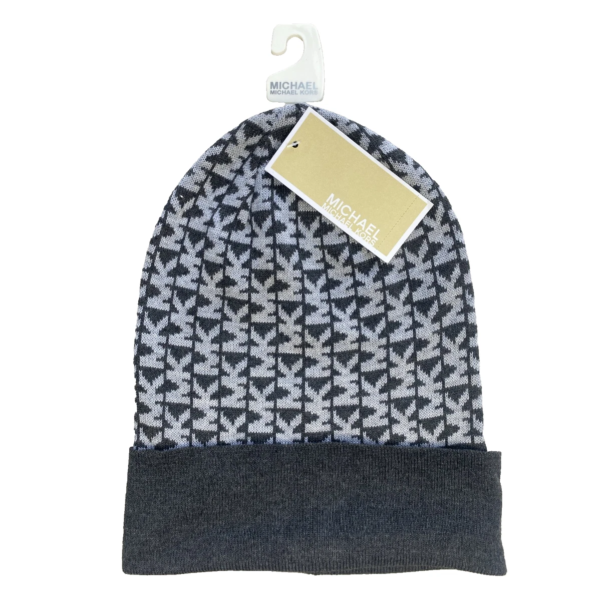 MICHAEL KORS Heather Grey Studded Cozy Knit Beanie Logo Medallion Cuff Michael Kors Men main image 2