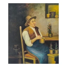 Hand Painted - Oil on Canvas 50x60 CM - Made in Italy - Free