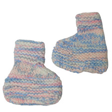 Handmade Crochet Baby Booties 6-12 Months Blue Pink White Slippers Vintage
