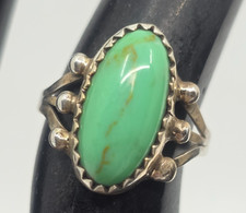 Navajo Green Turquoise Sterling Silver Ring Size 4.25
