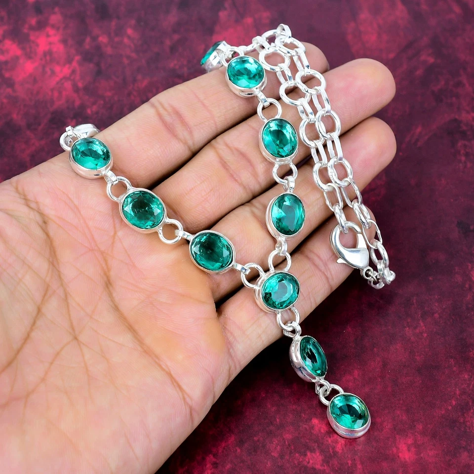 Indicolite 碧玺宝石手工 925 纯银珠宝项链 — 第 2/4 张图片