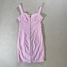 New GUESS Women’s Y2K Ivy Denim Dress Pink Zip Stretch Small Petite NWT