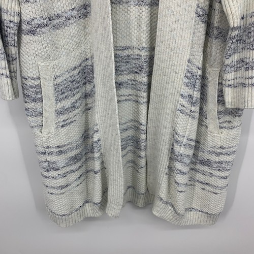 Pure J.Jill Cardigan Womens XL Open Front Stripe Longline Pocket Cotton Blend - Picture 5 of 10