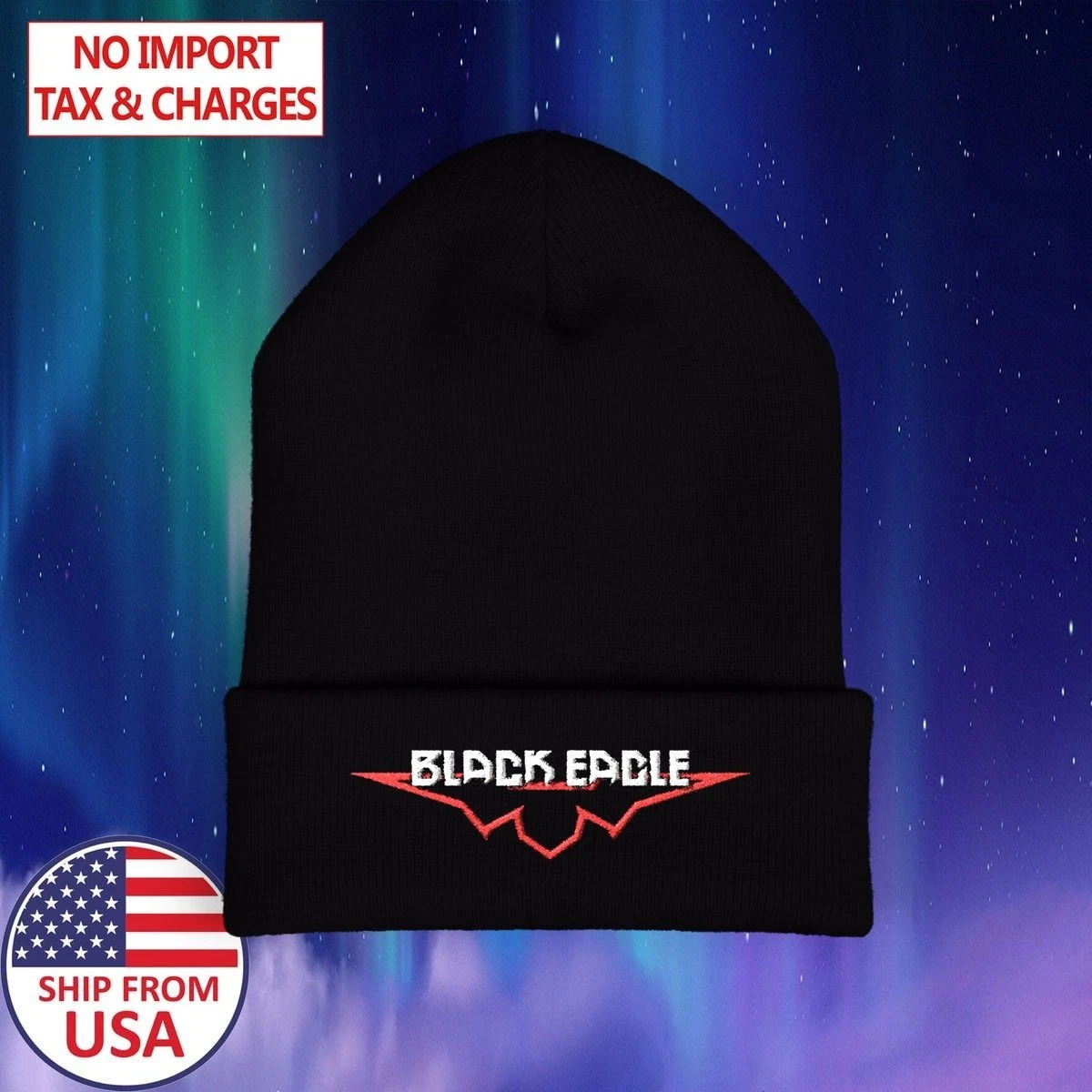 Black Eagle Arrows Black Beanie Hat Size Adult