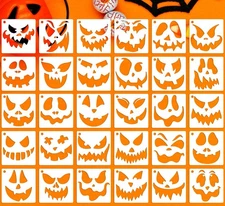 Halloween Stencils Pumpkin Face Stencils 3” Reusable Pumpkin Carving Stencil ...