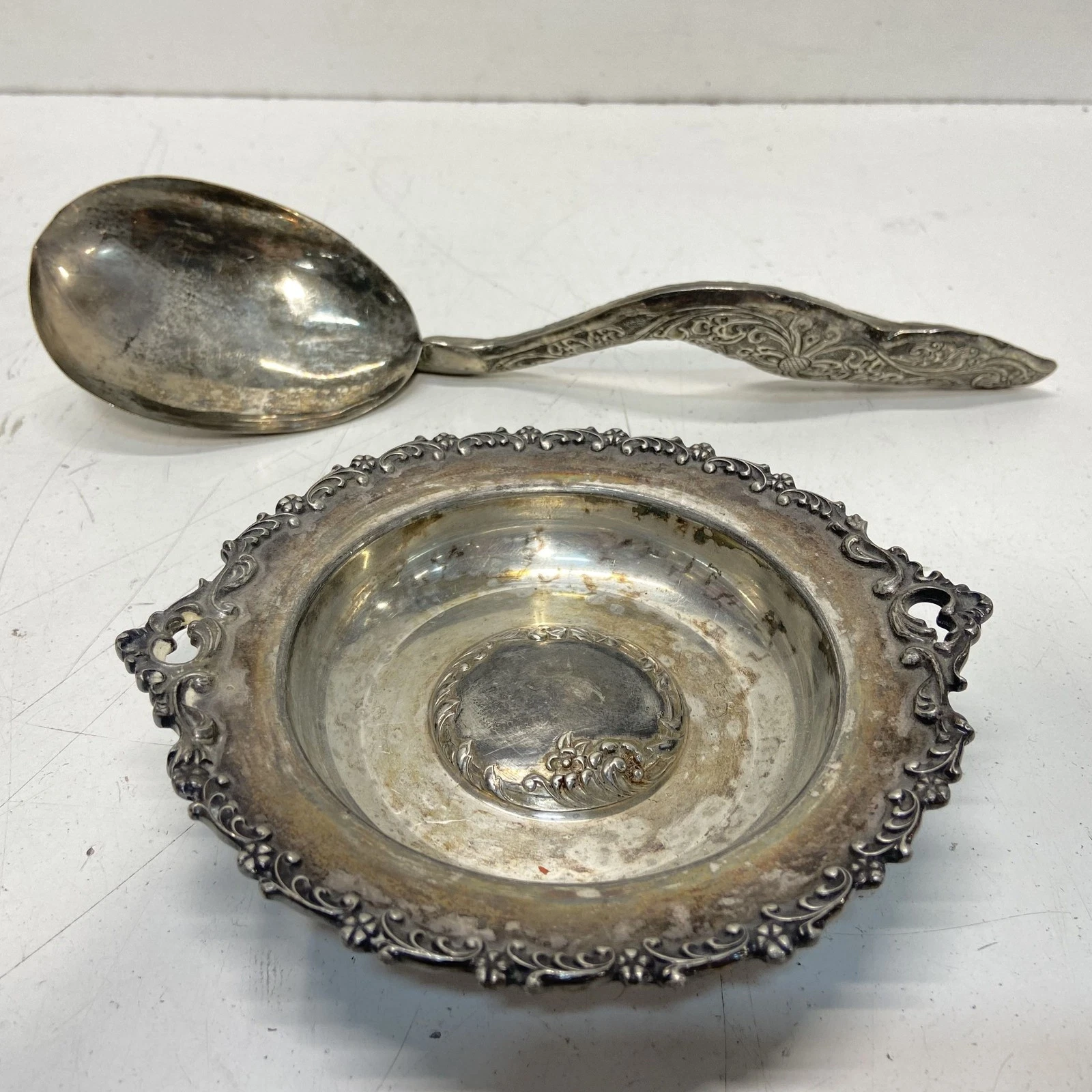 Wilcox Silver Plate Co. Ornate Bowl & Spoon
