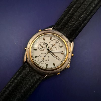 Pulsar Chronograph Herren Uhr   Edler Bicolor-Look mit Alarmfunktion