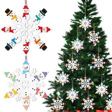 Rustic Wooden Snowflake Ornaments 24PCS Winter Hanging Decor