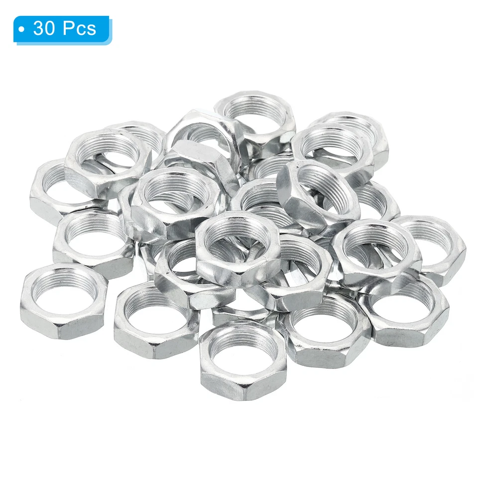 M18x1.0 Stahl Sechskantmuttern 30 Pack Metrische Gewinde Verzinkt 8mm Höhe - Bild 3 von 4