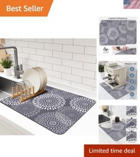 Dish Drying Mat Super Absorbent Kitchen Counter Mat Rubber Backing Draining M...