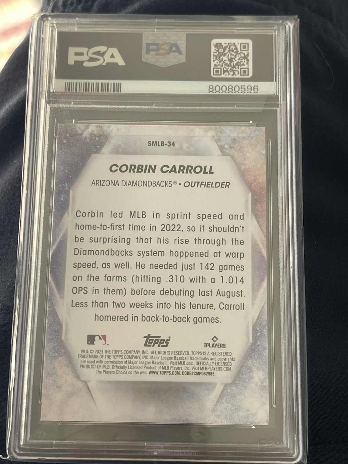 Corbin Carroll 2023 Topps #SMLB34 “Diamondbacks” Gem Mint PSA 10 view 2