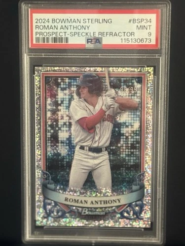 2024 ROMAN ANTHONY BOWMAN STERLING SPECKLE REFRACTOR /99 BOSTON RED SOX🔥 PSA 9