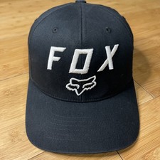 FOX Flex 110 Black White Mens Stretch L/XL Snapback Hat Cap Logo Sports Moto