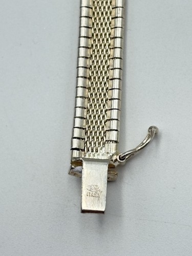 STERLING SILVER 925 ITALY 7.5" OMEGA CHAIN 7.6mm Wide BRACELET 16.9g - Picture 5 of 8