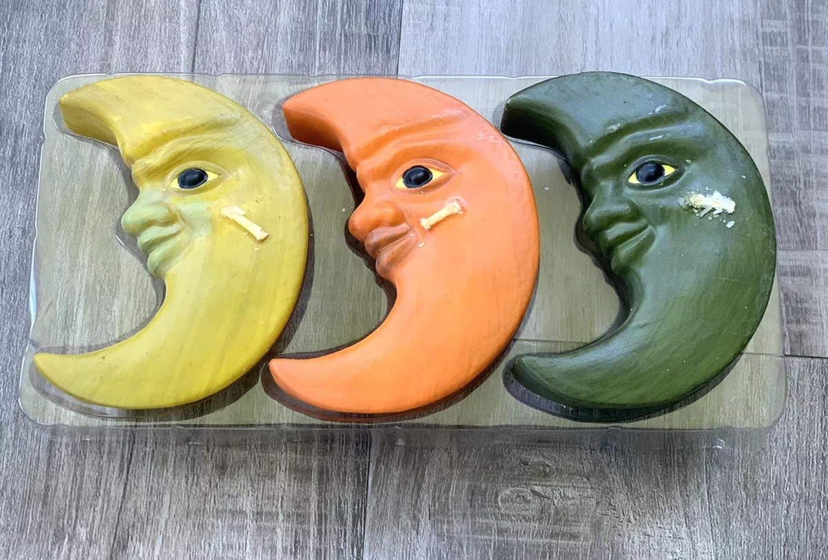 Glowlite Moon Man Crescent Floating Candles Orange Green Yellow Fall Halloween