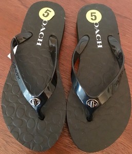coach black thong sandals