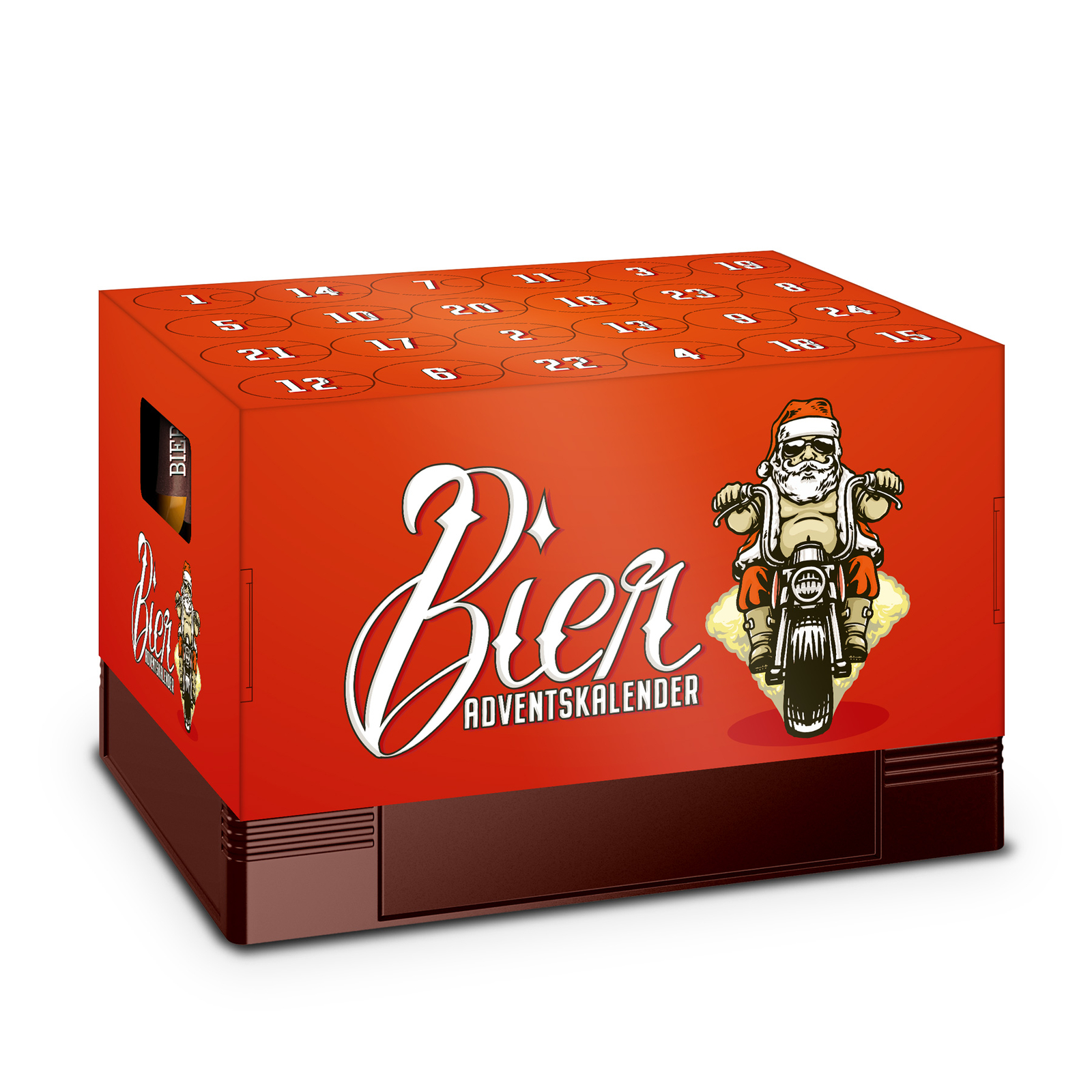 Advent Calendario di trafilatura BIRRA riquadro Uomini Calendario Natale idea regalo Rosso