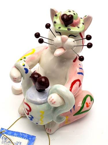 Amy Lacombe Katze WhimsliClay - Miss Vivian Tee PArty Katzen Willits Designs - Bild 5 von 15