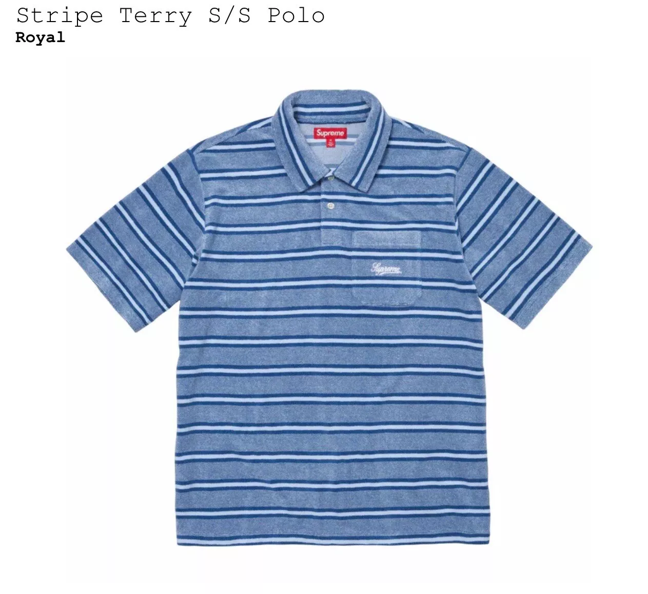 Polo à manches courtes à rayures Supreme Terry bleu petit