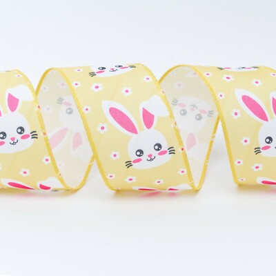 Drahtband gelb Osterhase 63 mm, Basteln, Schleifen, Geschenke, Frühling, Ostern