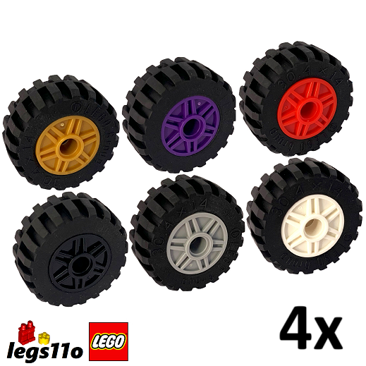 LEGO 92402 / 20896 - 4x - NEW Tyre & Wheel Rim 30.4mm x 14mm