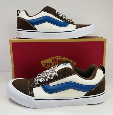 Vans Knu Skool Mega Check Potting Soil Brown Blue Shoes Men's Size 12 - 13 NEW