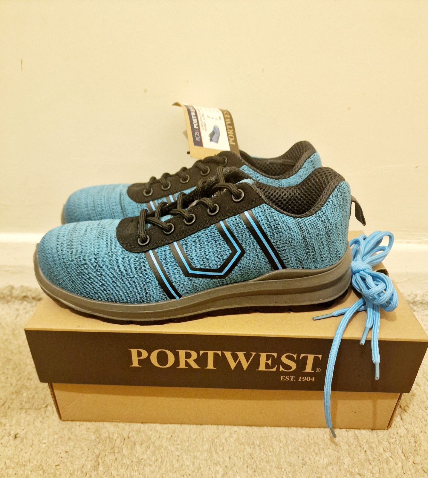 Zapatillas deportivas PORTWEST para mujer y hombre verde azulado ligeras con cordones calzado de seguridad zapatos