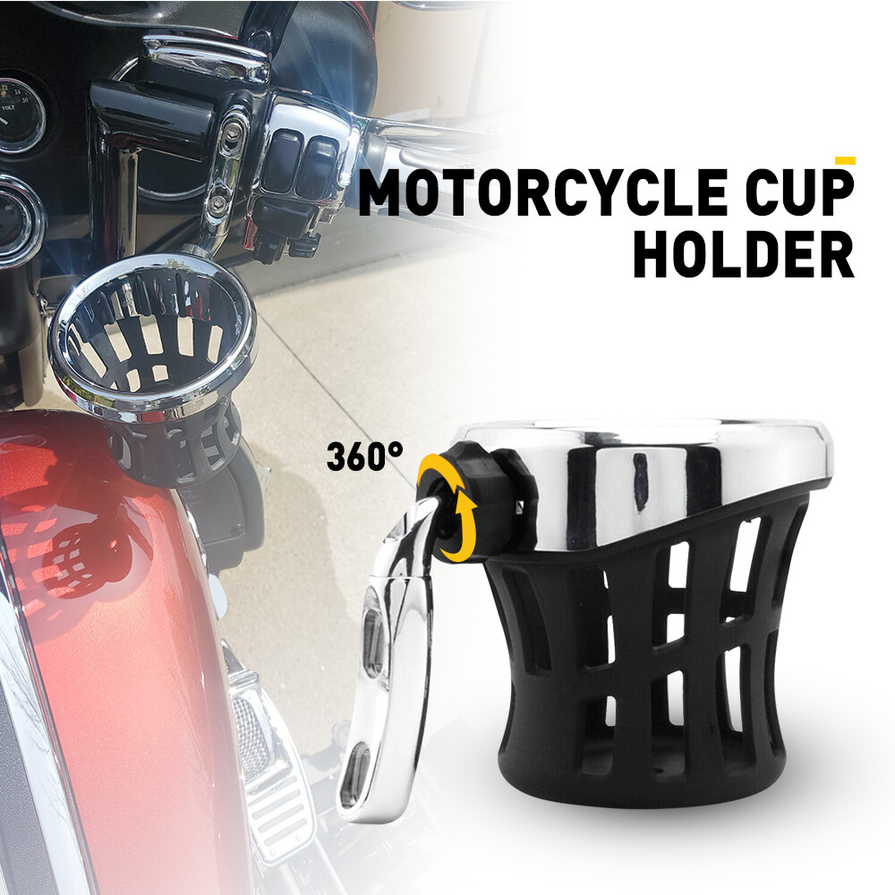 Handlebar Cup Holder Drink W/ Mesh Basket Mount Universal For Harley