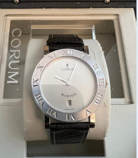 Corum Romvlvs - NEW  Mens  Stainless Steel and 18K Gold Watch - Black Strap