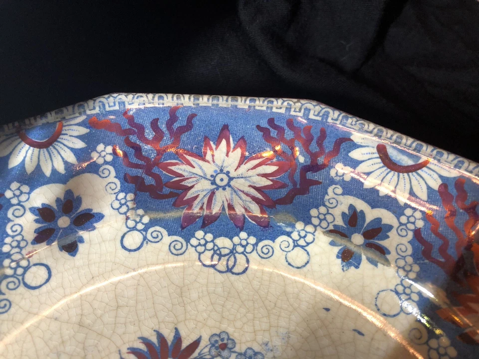 "Platos vintage estilo asiático de 8"" de la década de 1820 con nota manuscrita re:historia" Foto 4 de 4