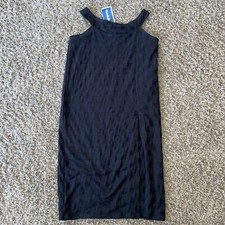 URBAN OUTFITTERS  Little Black Dress Size XS Weave Pattern High Slit NWT