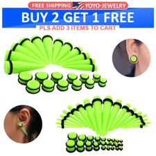 12-60Pcs Ear Stretching Kits 14G-20mm Acrylic Tapers Plug Expander Piercing Set