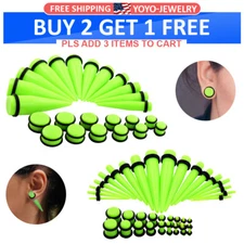 12-60Pcs Ear Stretching Kits 14G-20mm Acrylic Tapers Plug Expander Piercing Set