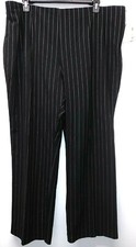 NEW Worthington Woman Stretch Wide Leg Black Pinstripe Pants Plus 24W