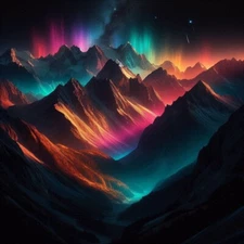 Digital Image Picture Photo Wallpaper Background AI Art Glowing Mountain 3